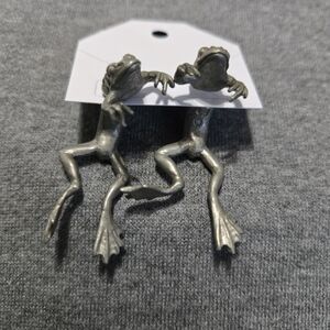 Fable Jumping Frog Magical Creature Earrings For Pierced Ears Whimsical Unique